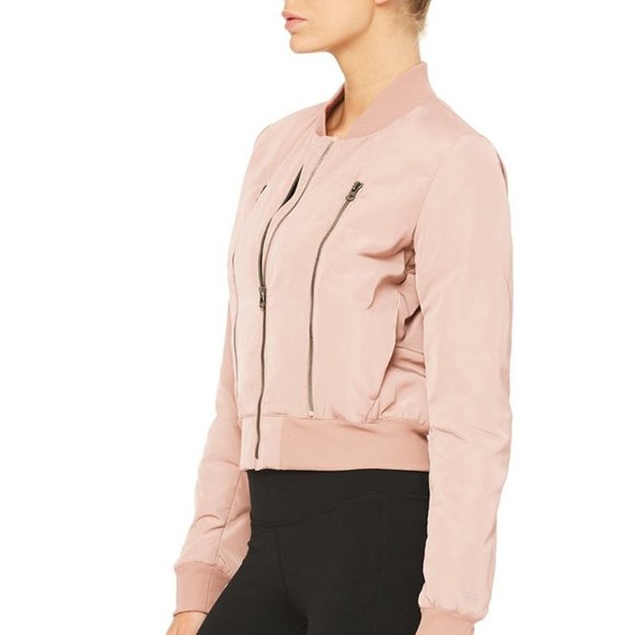 Alo Yoga OFF-DUTY BOMBER JACKET - Pink - Picture 4 of 7